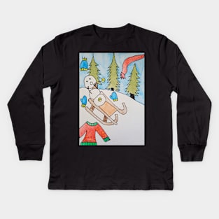 Sled ride Kids Long Sleeve T-Shirt